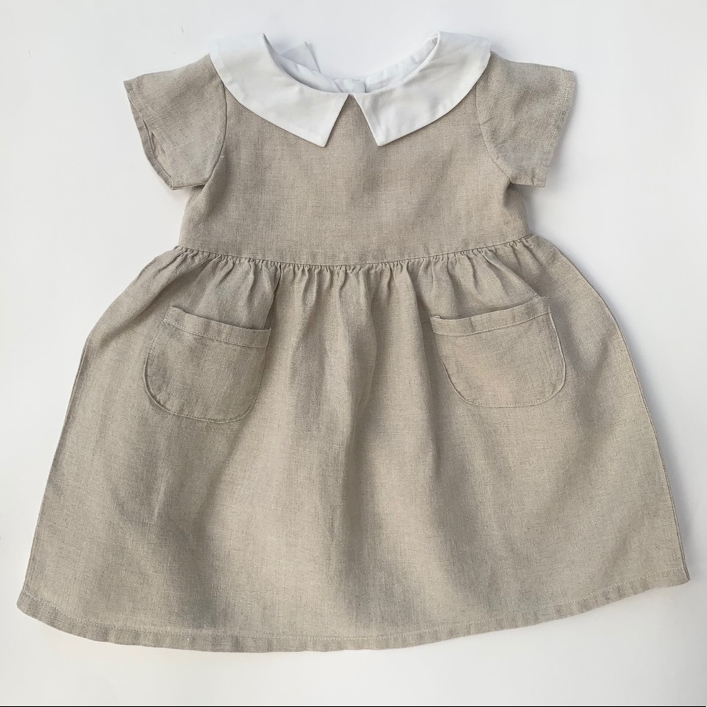 Linen Peter Pan Collar handmade dress